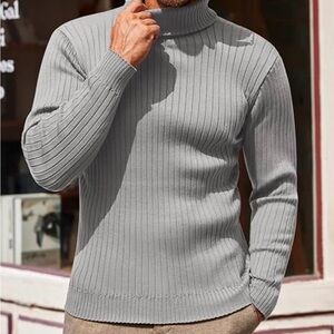 Men's Slim Fit Turtleneck Ribbed Sweater M
